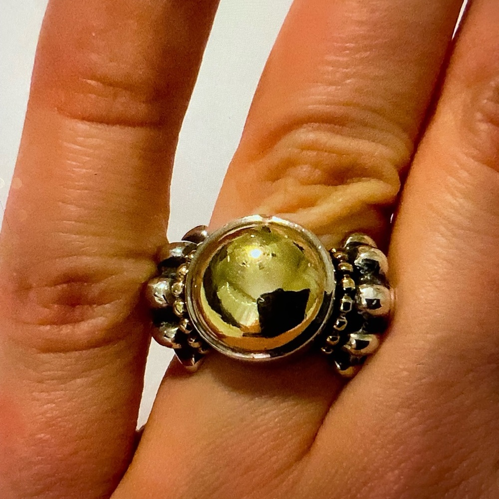 Vintage Lagos Caviar Two Tone Ring size 7